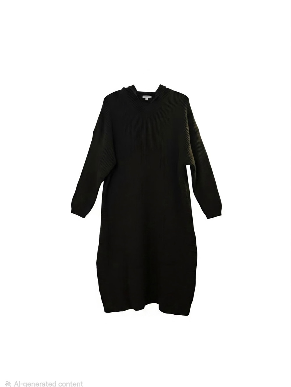 SHEIN Black Ribbed Long-Sleeve Sweater Dress